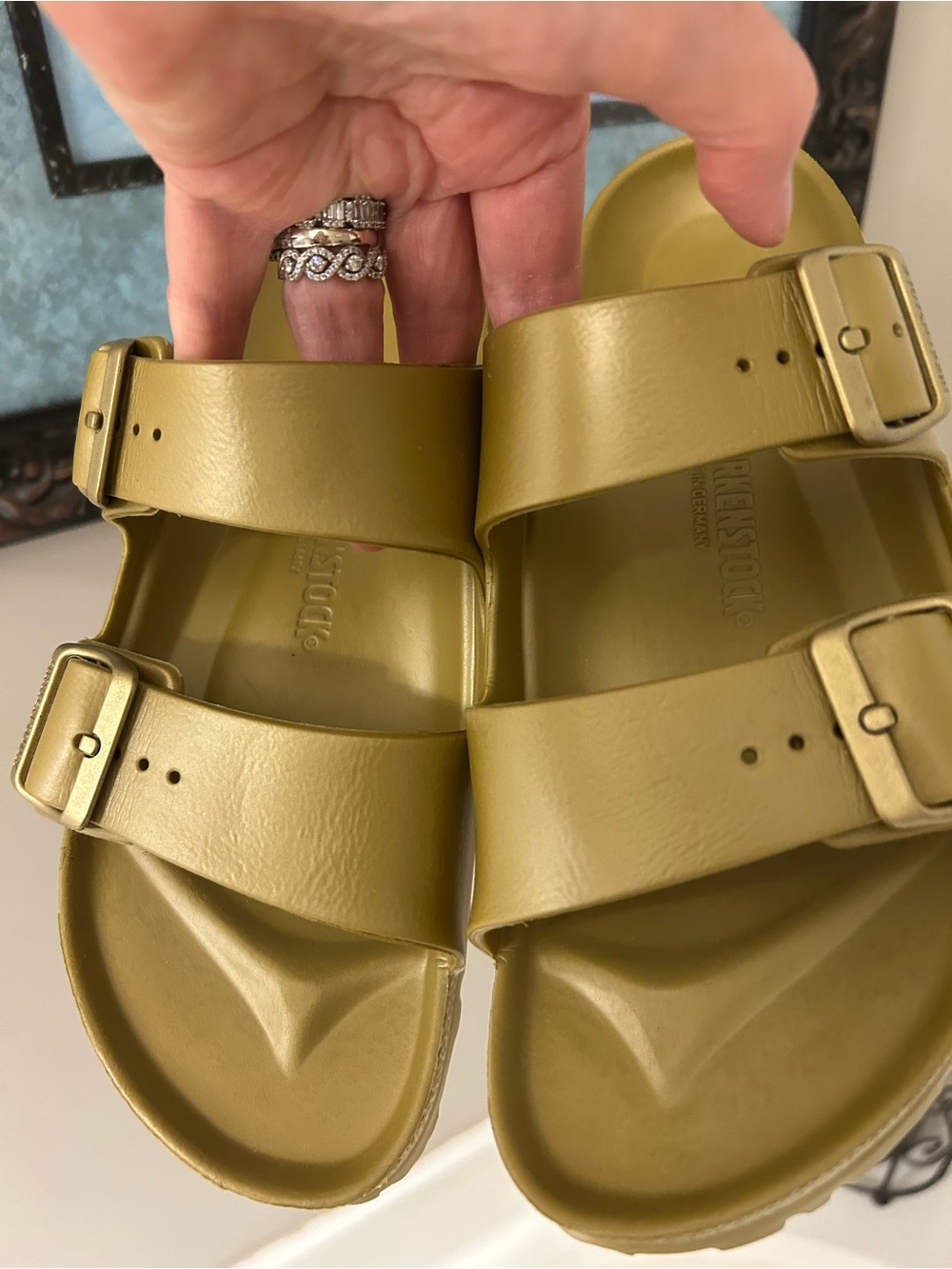 Birkenstock Single-Color Slide Sandals in Gold - Picture 2 of 6